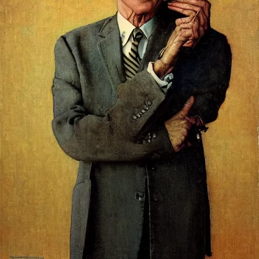 Image similar to Norman Rockwell portrait of Larry David portraying God