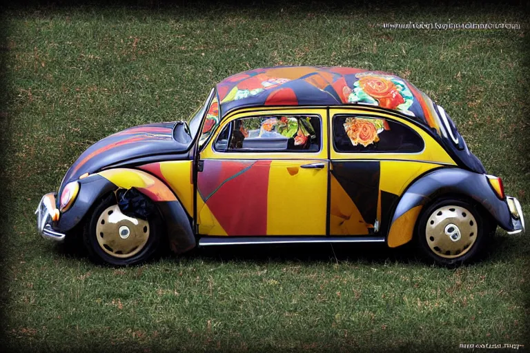 Image similar to gustav klimt vw beetle