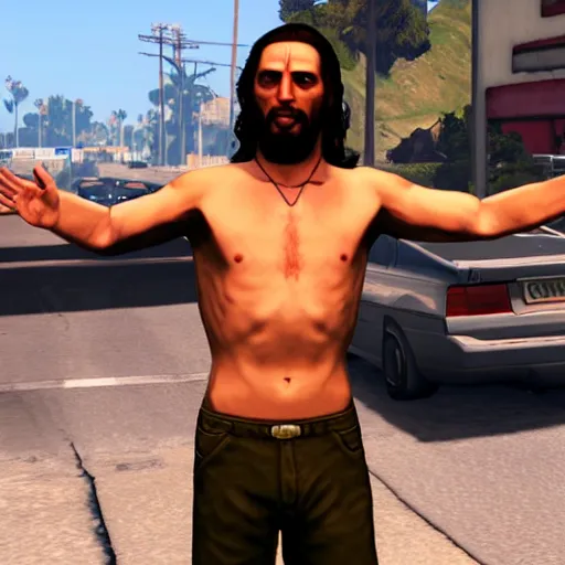 Prompt: Jesus Christ in GTA 5 cutscene