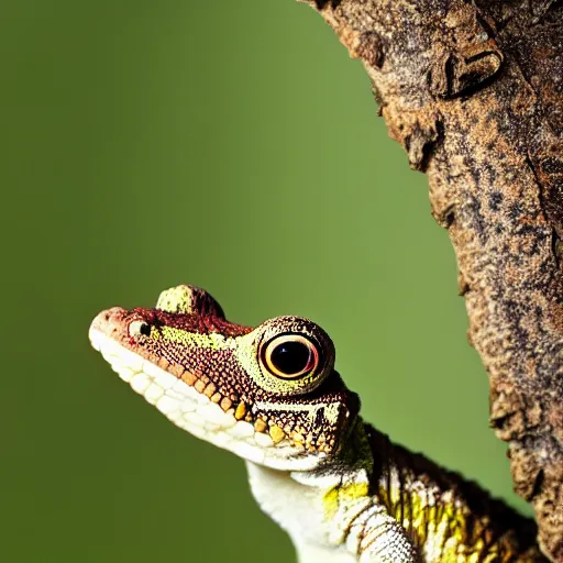 Image similar to An award winning photo of a single Tokay crocodile chameleon, environmental portrait, wildlife photography, National Geographic, 4k