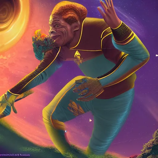 Image similar to a picture of tuvok hitting neelix from star trek with a backbreaker, star trek, intricate, highly detailed, digital painting, artstation, concept art, 4 k