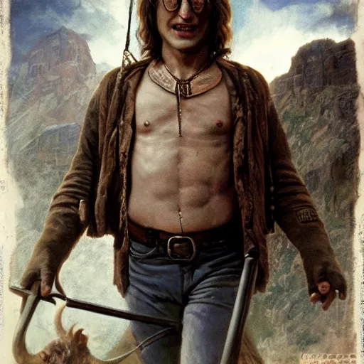 Image similar to john lennon as buffalo bill silence of the lambs, ultra realistic, concept art, intricate details, highly detailed, photorealistic, octane render, 8 k, unreal engine, art by frank frazetta, simon bisley, brom