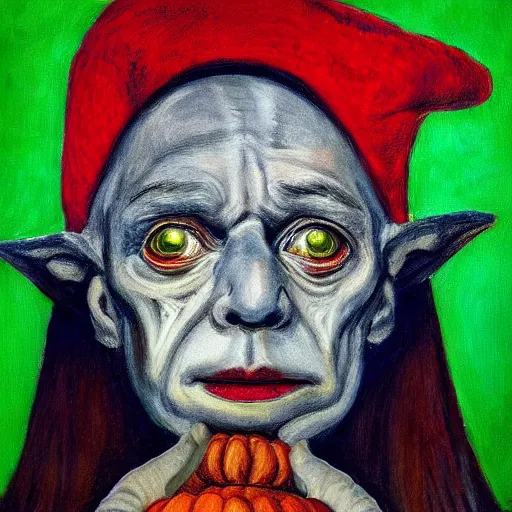 Prompt: intricate five star halloween themed christmas elf portrait by pablo picasso, oil on canvas, hdr, high detail, photo realistic, hyperrealism, matte finish, high contrast, 3 d depth, centered, masterpiece, award - winning, vivid and vibrant colors, enhance light effect, enhanced eye detail, artstationhd