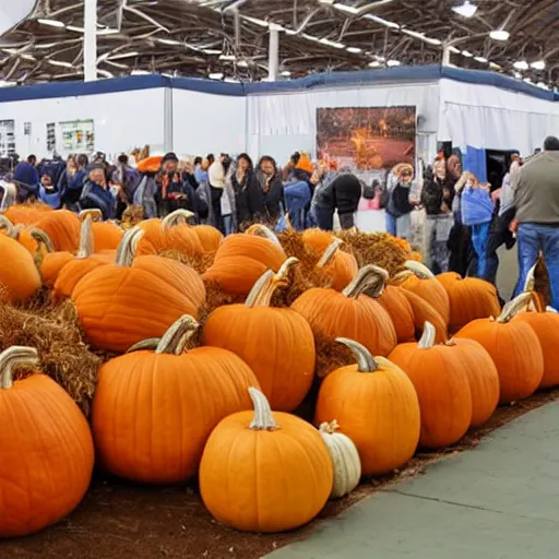 Image similar to award winning pumpkins, photography, ag fair, symmetrical, huge