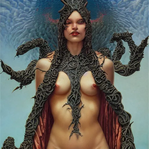 Prompt: an amazing masterpiece of art by gerald brom zendaya