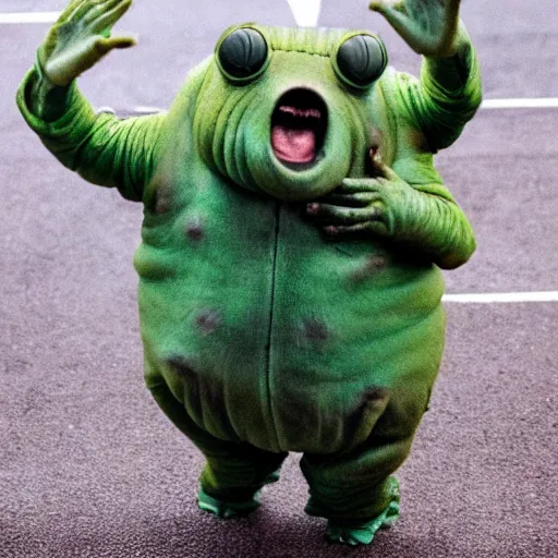 Image similar to a friendly Tardigrade smiling and waving, personified, humanoid