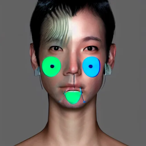 Image similar to 3 d ar face filter designed by sorayama and ikeuchi, inspired by boredoms, high resolution photography, photorealistic, 3 d, high detail, sharp high detail, artstation, octane