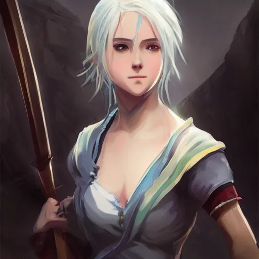 Image similar to portrait of Ciri, by Makoto Shinkai