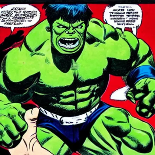 Prompt: hulk punching a bear in the face, by jack kirby