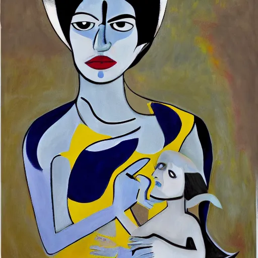 Image similar to paint guernica frida in a style of a kahlla