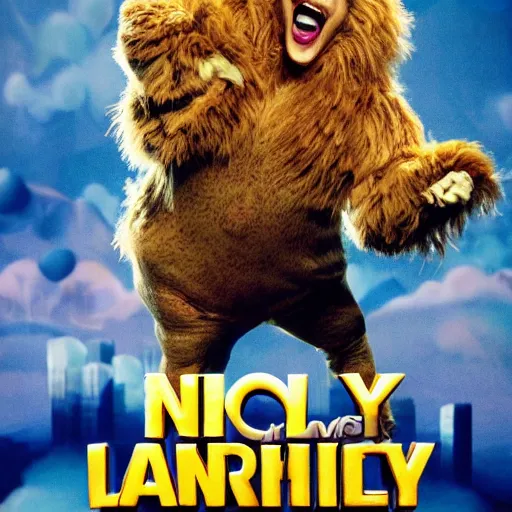 Image similar to snl chris farley as the cowardly lion of oz, studio poster photography, trending on artstation, featured on deviantart, award winning costume