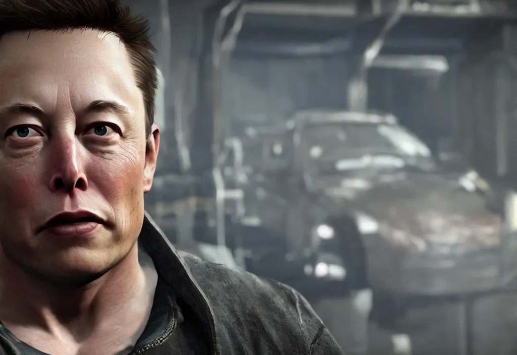 Image similar to a screenshot of elon musk in the video game in the last of us. close up, 3 d rendering. unreal engine. amazing likeness. very detailed.