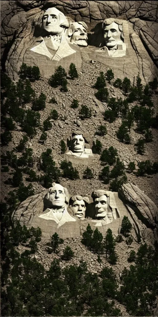 Image similar to a president's day mt. rushmore scene by alexander jansson