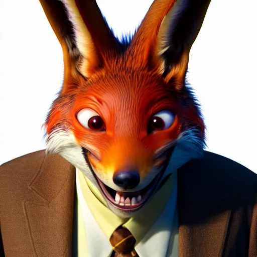 Prompt: weta disney pixar movie still macro close photo of smiling anthropomorphic vulpes vulpes fulva wearing a suit : : by weta, greg rutkowski, wlop, ilya kuvshinov, rossdraws, artgerm, octane render, iridescent, bright morning, anime, liosh, mucha : :