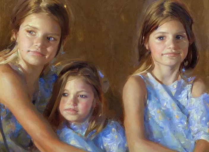 Prompt: a highly detailed beautiful portrait of mara's daughters, by gregory manchess, james gurney, james jean