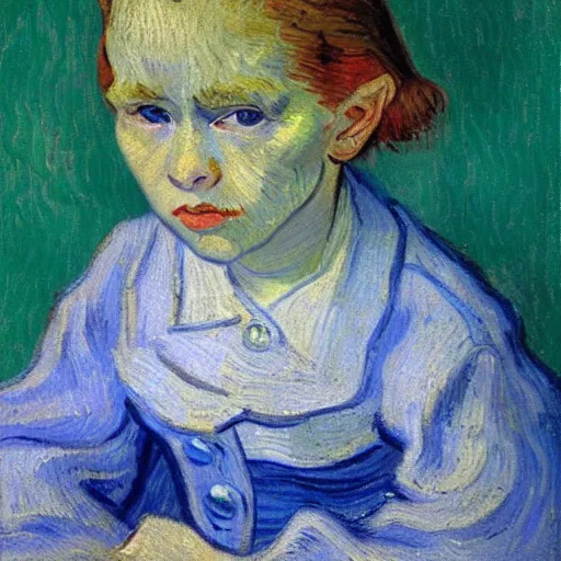 Image similar to high quality high detail painting by vincent van gogh, hd, young pale girl, photorealistic lighting