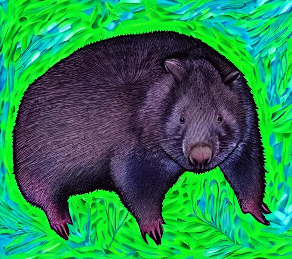 Image similar to digital art, colourful, a wombat relaxing