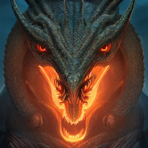 Image similar to Portrait of the Dragon Ouroboros in the style of Dreamworks, angry look, highly detailed, digital painting, Trending on artstation , HD quality, dramatic light, octane