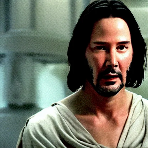 Image similar to a frame of Keanu Reeves in Star wars