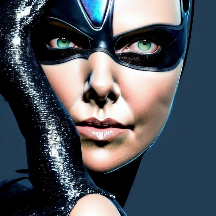 Prompt: portrait of charlize theron as catwoman. photograph. hd, 4 k. intricate artwork. by tooth wu, wlop, beeple, dan mumford. octane render, trending on artstation, greg rutkowski very coherent symmetrical artwork. cinematic, hyper realism, high detail, octane render, 8 k, iridescent accents.