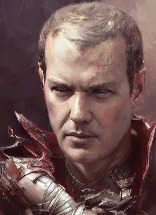 Image similar to Portrait of Caligula, marvel comics, dark, intricate, highly detailed, smooth, artstation, digital illustration by Ruan Jia and Mandy Jurgens and Artgerm and Wayne Barlowe and Greg Rutkowski and Frank Frazetta