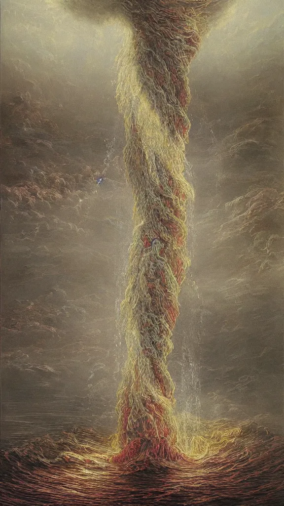 Prompt: beautiful colorful water tornado, massive, extreme detailed, Gustave Dore, vibrant, 8k