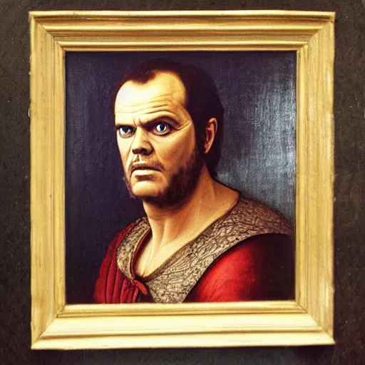 Image similar to a renaissance style portrait painting of Jack Nicholson