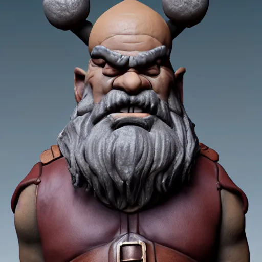 Image similar to high quality clay sculpt of a fantasy warrior dwarf with high detail, 4k