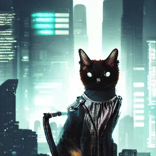 Image similar to cyberpunk cat