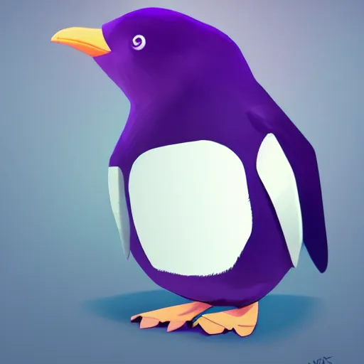 Image similar to purple penguin, character design, simple, dramatic lighting, digital painting, artstation, concept art, sharp focus, illustration, elegant, thousandskies art style