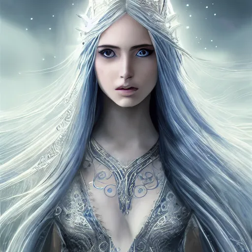 an elven woman with long, silver hair cascading down | Stable Diffusion ...