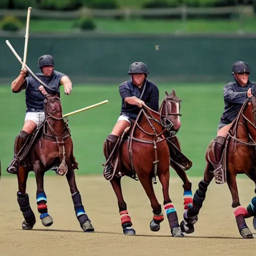 Prompt: The Four Horsemen of the Apocalypse playing polo