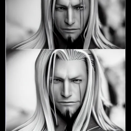 Image similar to A photo of sephiroth, award winning photography, 50 mm, perfect faces.