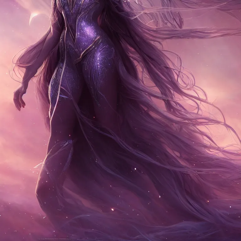 Prompt: beautiful cinematic fantasy poster, a long shot of a beautiful princess like a disney princess hybrid with flowing illuminated hair, beautiful glowing galaxy eyes, full subject in frame, wideshot ultrawide angle epic scale, hybrid from The Elden Ring and art direction by Darius Zawadzki ;by artgerm; wayne reynolds art station, coherent body and limbs; cinematic quality character render; low angle; ultra high quality model; production quality cinema model;