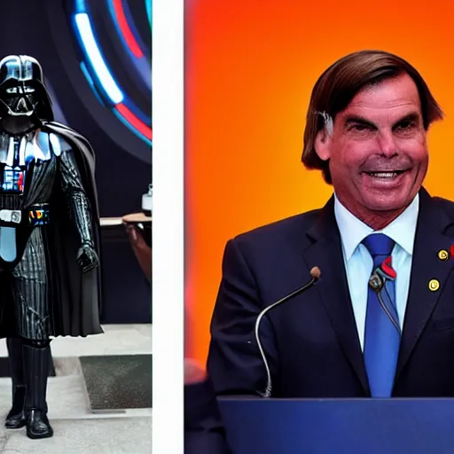 Prompt: Bolsonaro with Darth Vader Clothes