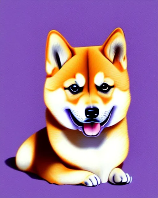 Prompt: hyper - realistic illustration of a chibi shiba inu dog, digital painting, by artgem