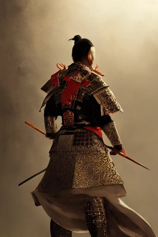 Image similar to Japanese samurai, portrait, fierce, intricate, elegant, volumetric lighting, scenery, digital painting, highly detailed, artstation, sharp focus, illustration, concept art, ruan jia, steve mccurry