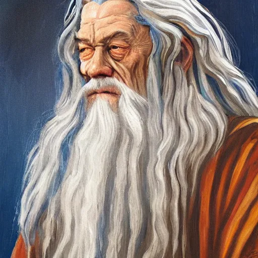 Image similar to gandalf as deity, painting