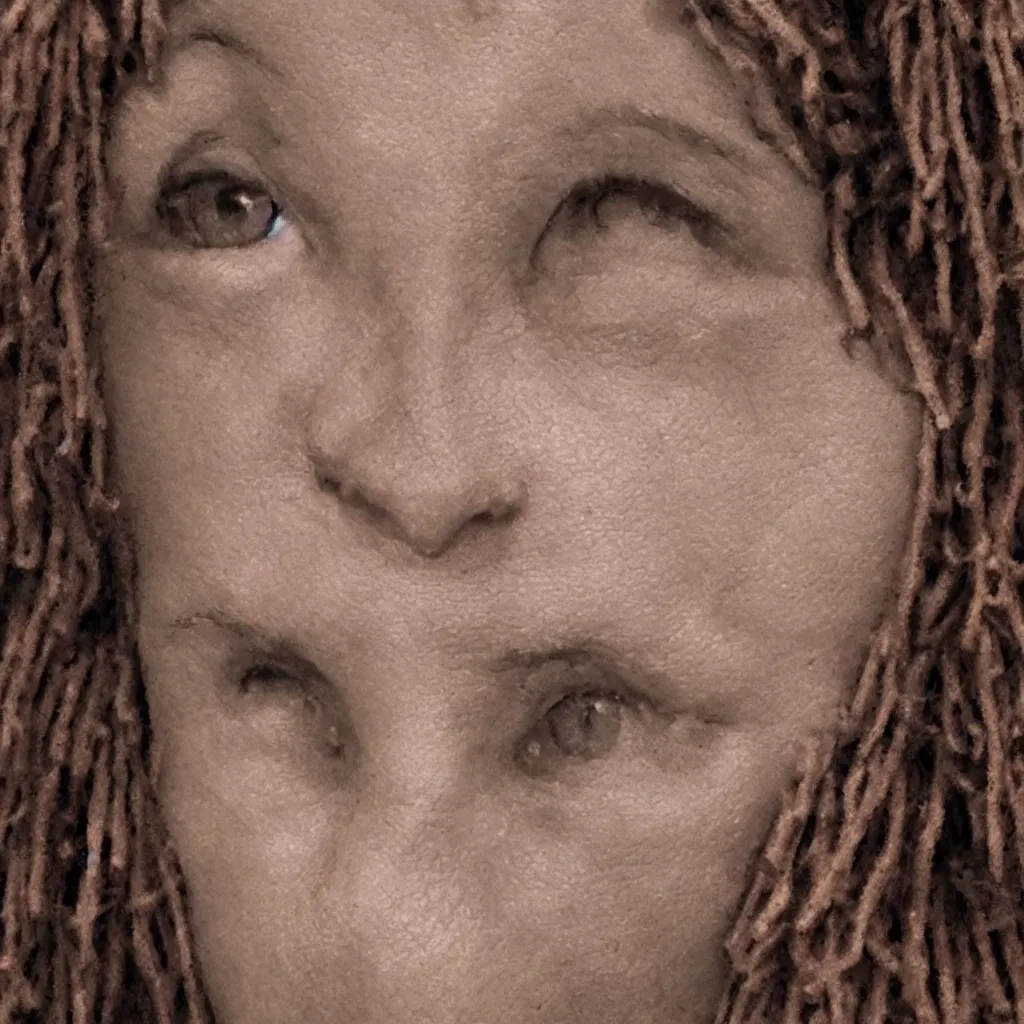 Prompt: the closeup of the woman who is dreaded with the most realistic horror imaginable