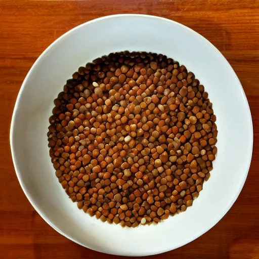 Prompt: a bowl of lentils with tilda swinton face