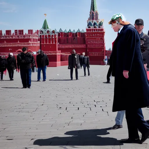Prompt: Donald Trump visits red square