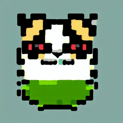 Image similar to cute avocado cat, pixel art