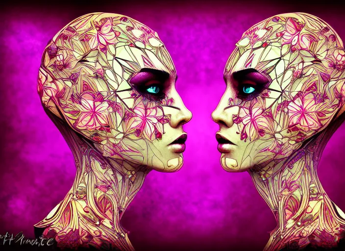 Prompt: symmetry portrait of floral borderlands 3 psycho intricate elegant highly detailed digital painting arts