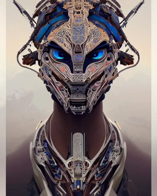 Prompt: symmetry!! portrait of a machine from horizon zero dawn, machine face, decorated with pharoanic motifs, intricate, elegant, highly detailed, digital painting, artstation, concept art, smooth, sharp focus, illustration, art by artgerm and greg rutkowski and alphonse mucha, 8 k