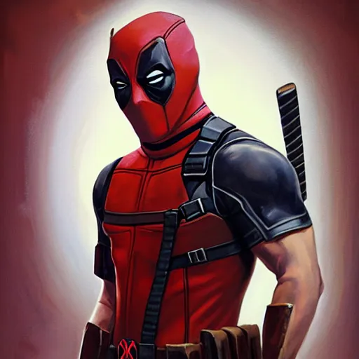 Prompt: greg manchess portrait painting of deadpool as overwatch character, medium shot, asymmetrical, profile picture, organic painting, sunny day, matte painting, bold shapes, hard edges, street art, trending on artstation, by huang guangjian and gil elvgren and sachin teng
