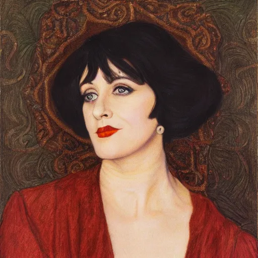 Image similar to portrait of hybrid of liza minelli and isy suttie, preraphaelite, 8 k