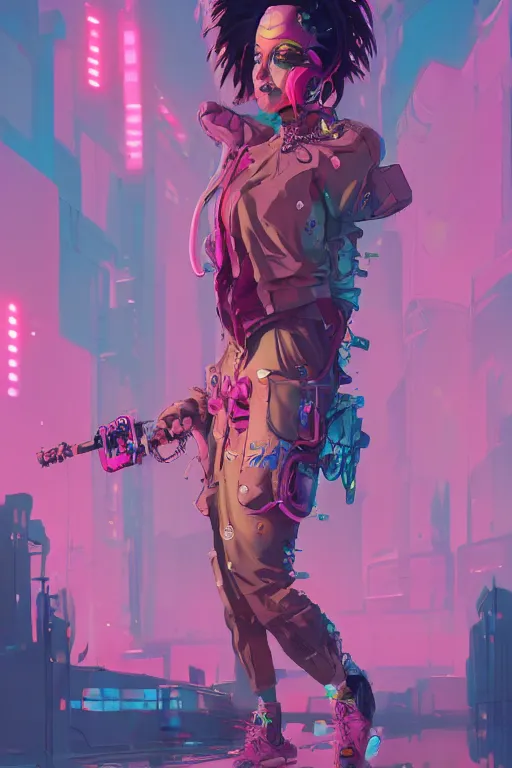 Image similar to wide view cyberpunk clown girl made of pink slime, cartoon, wearing cyberpunk intricate streetwear, transparent, behance hd artstation by jesper ejsing by rhads, makoto shinkai and lois van baarle, ilya kuvshinov, ossdraws, cinematic lighting, sharp focus