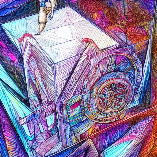 Image similar to dream dream dream intricate unreal foreshortened perspective, mixed media, digital art with copic markers, its a deep dream, refraction, still very photorealistic, suprisingly coherent