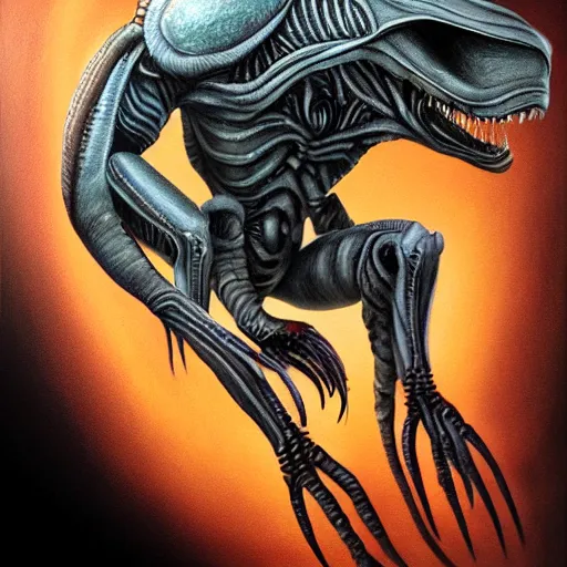 Image similar to full body studio photo of a new alien monster, creative design, realistic detailed painting, trending on deviantart