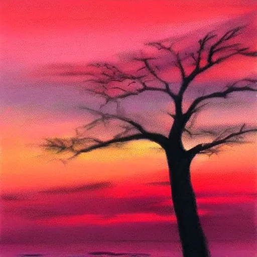 Prompt: sunset in pastel red colors, beautiful painting